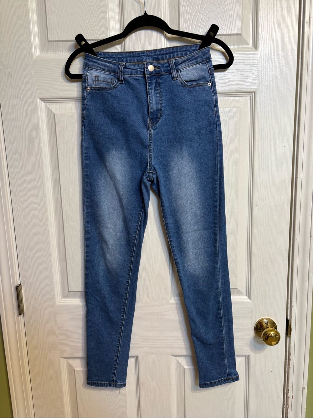 SHEIN Mid-Blue High-Rise Skinny Jeans